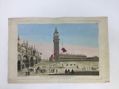 Lot 34 - Vue Perspective, four 18th Century hand coloured prints