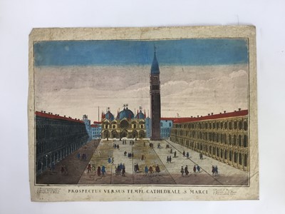 Lot 34 - Vue Perspective, four 18th Century hand coloured prints