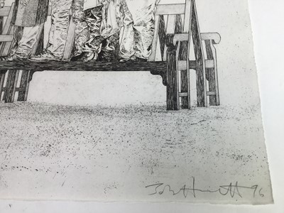 Lot 31 - John Hewitt (b.1955) pencil signed and titled etching - Raft, proof aside from edition of 100