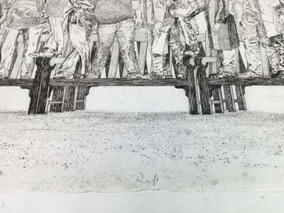 Lot 31 - John Hewitt (b.1955) pencil signed and titled etching - Raft, proof aside from edition of 100