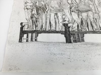 Lot 31 - John Hewitt (b.1955) pencil signed and titled etching - Raft, proof aside from edition of 100