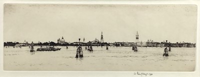 Lot 180 - Wilfred Fairclough (1907-1996) pencil signed etching - Venice, 11cm x 31cm, in frame