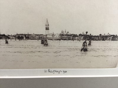 Lot 180 - Wilfred Fairclough (1907-1996) pencil signed etching - Venice, 11cm x 31cm, in frame