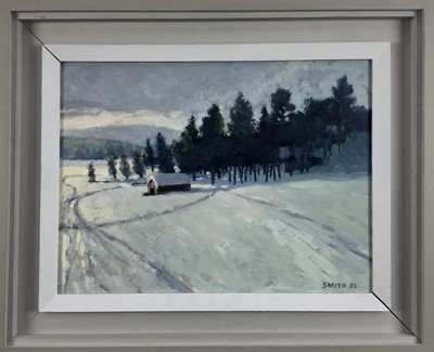 Lot 178 - Peter Smith (b.1931 Leigh on Sea artist) oil on board - Snow Scene, signed and dated ‘93 bottom right, 30cm x 40cm, framed