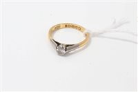 Lot 3213 - Gold (22ct) diamond solitaire ring with a...