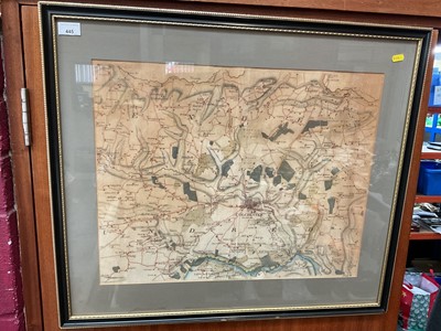 Lot 445 - John Chapman & Peter Andre antique map of Colchester, mounted in glazed frame.