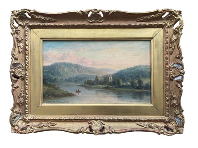 Lot 214 - Albert Gyngell, On the Wye, Tintern Abbey, oil on canvas, signed and dated 1876, mounted in gilt frame.