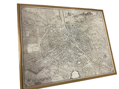 Lot 197 - Large replica 19th century Paris street plan, in glazed frame, total size 127 x 159cm