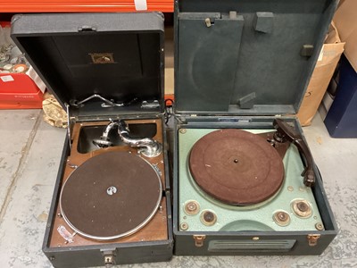 Lot 645 - Vintage HMV portable gramophone and Vintage electric gramophone (2)