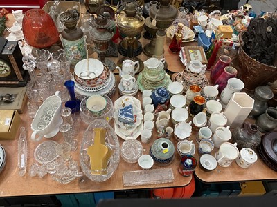 Lot 467 - Collection of sundry china and glassware to include decanters, Royal Commoratives and teasets.