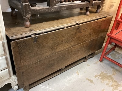 Lot 1419 - Antique oak table with single drop leaf, 129cm wide