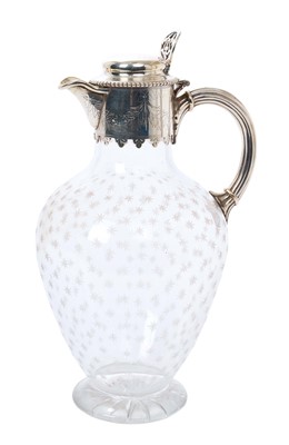 Lot 266 - Victorian silver mounted glass claret jug