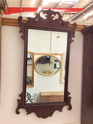 Lot 1430 - Antique mahogany fret mirror, 87cm x 36.5cn