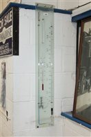 Lot 3589 - Glass mounted Contra barometer and thermometer