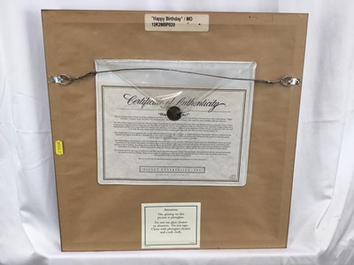 Lot 40 - Walt Disney limited edition cel - 'Happy Birthday' from Mickey's Birthday Party (1942), with Certificate of Authenticity, 25cm x 25cm, in glazed frame