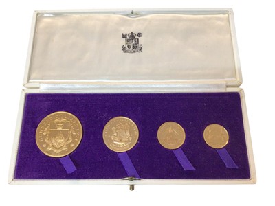 Lot 420 - Bahamas - Gold four coin proof set 1971 to include Dollar denominations 100, 50, 25 & 10 (N.B. In case of issue but without Certificate of Authenticity) (1 coin set)