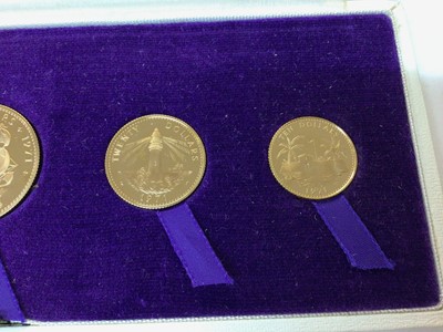 Lot 420 - Bahamas - Gold four coin proof set 1971 to include Dollar denominations 100, 50, 25 & 10 (N.B. In case of issue but without Certificate of Authenticity) (1 coin set)