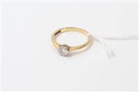 Lot 3228 - Gold (18ct) single stone diamond ring with a...