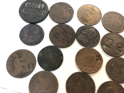 Lot 427 - G.B. - George III copper pennies engraved for advertising purposes by Lloyds Weekly Newspapers x 2, Lloyds Sunday Times x 1 & others (23 coins)