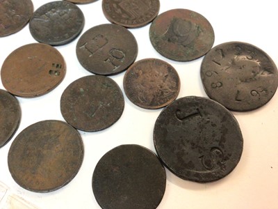 Lot 427 - G.B. - George III copper pennies engraved for advertising purposes by Lloyds Weekly Newspapers x 2, Lloyds Sunday Times x 1 & others (23 coins)