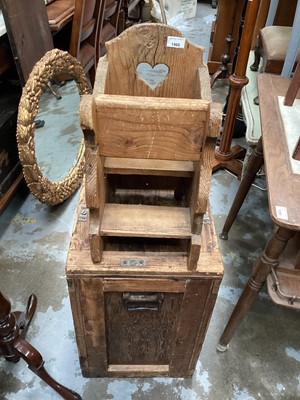 Lot 1460 - Old pine child's chair together with an old wooden crate (2)