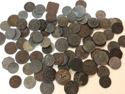 Lot 430 - Germany - Mixed iron and zinc regional town and city issue Pfennig coinage, many enhanced with devices and some noted to be scarce (136 coins)