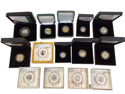 Lot 431 - G.B. - Mixed Royal Mint silver proof coins to include Two Pounds Marconi 2001 x 2 (N.B. One Piedfort), Olympic Games 'Beijing' 2008, 150th Anniversary 'London Underground' 2013, RAF Centenary Vulca...