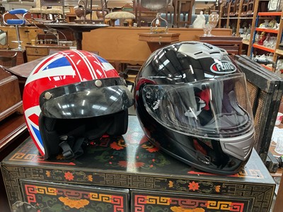 Lot 520 - Flint Motorcycle helmet and a Union Jack design open faced crash helmet