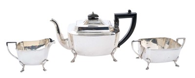 Lot 295 - 1930s silver Art Deco style three-piece tea set