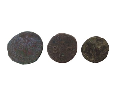 Lot 443 - Roman - Mixed AE coinage to include copper AS Claudius AD 41-2 Rev: Liberties Avgvsta SC VG (N.B. Ref: Spink 1859), Germanicvs AD 37/41 GF-AVF (N.B. Scarce - Ref: Spink 1821) and Carausius Billon A...