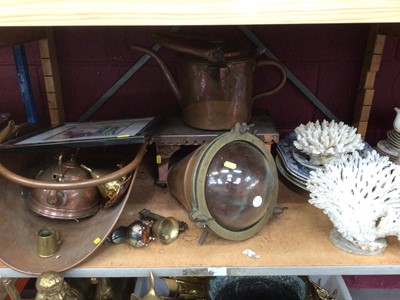 Lot 692 - Sundry items, including brassware, coral specimens, etc (1 shelf)