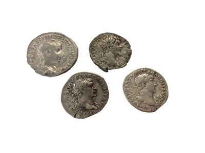 Lot 445 - Roman - Mixed silver coins to include Denorius of Hadrian, Trajan, Septimus Severus & Antoninianus of Gordian III (N.B. All generally VF or better) (4 coins)