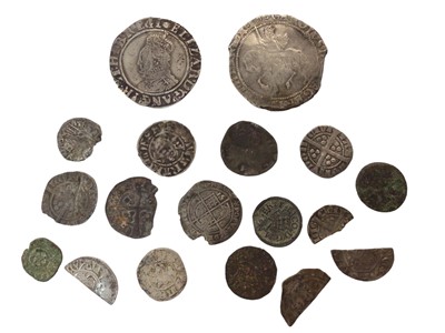 Lot 446 - G.B. - Mixed silver hammered coins to include Elizabeth I Shilling m/m Tun 1592-5 GF-AVF, Charles I Half Crown m/m (R) in brackets 1644-5 VG-F & others (18 coins)