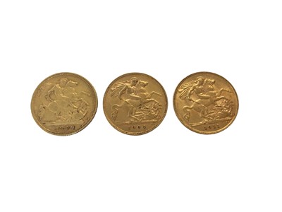 Lot 451 - G.B. - Gold Half Sovereigns to include Victoria OH 1899 AF, Edward VII 1904 GF & George V 1911 AVF (3 coins)