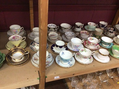 Lot 704 - Group of 19th and 20th century cups and saucers, including Aysnley, Spode, etc