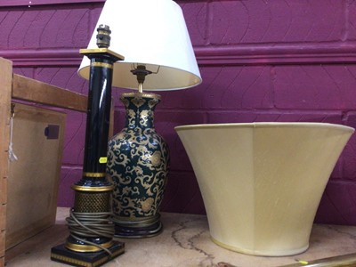 Lot 710 - Porcelain table lamp and another lamp