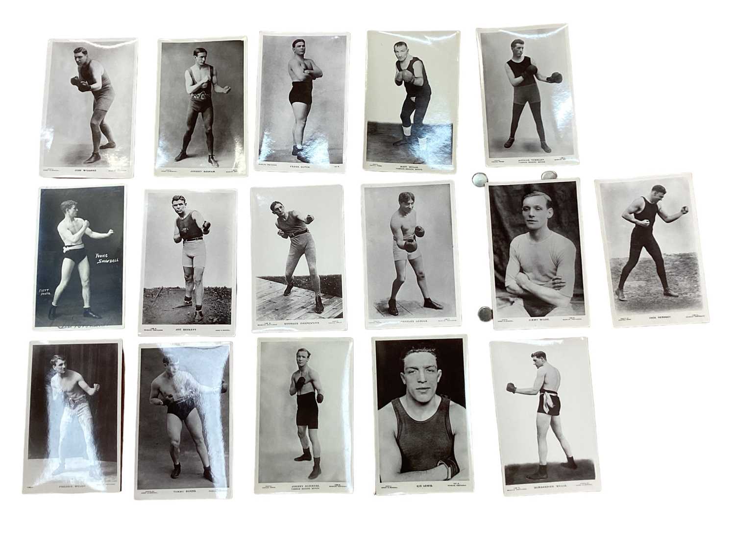 Lot 1405 - GB postcards boxing related J Beagles, real photographs to incl Jack Dempsey, Bombardier Wells, Jimmy Wilde and others (16)