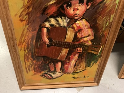 Lot 587 - Barry Leighton-Jones (1932-2011) two oils on panel, Childhood studies, the largest 80 x 50cm, signed, framed