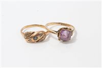 Lot 3224 - Victorian gold (9ct) diamond and sapphire ring...