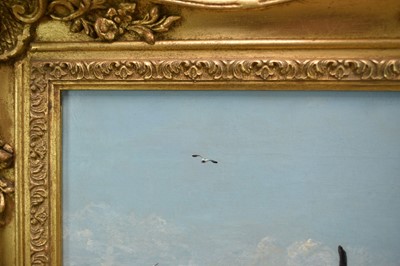 Lot 1209 - Edward Smythe (1810-1899) oil on canvas - Fisherfolk Beside the Sea, signed, 41cm x 56cm, in gilt frame