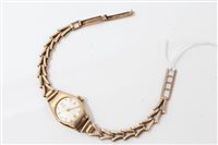 Lot 3227 - Ladies' gold (9ct) wristWatches on gold (9ct)...