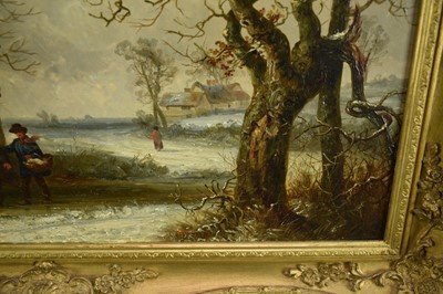 Lot 1213 - Thomas Smythe (1825-1906) oil on panel - The Snowball Fight, apparently unsigned, 30cm x 54.5cm, in gilt frame
