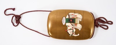 Lot 854 - Japanese five section shibyama inlaid inro, with elephant ornament