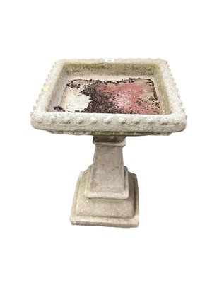 Lot 1487 - Concrete garden bird bath on pedestal base, 46cm wide, 66cm high