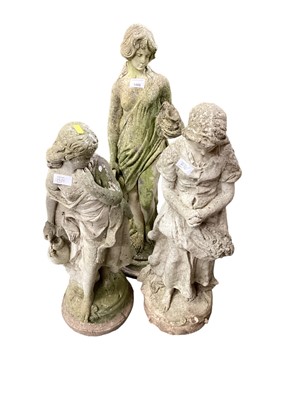 Lot 1488 - Three concrete garden female figures