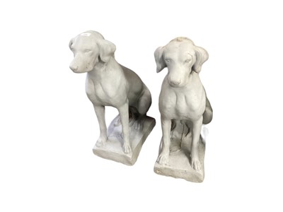 Lot 1490 - Pair of grey painted concrete garden statues of dogs, 75cm high