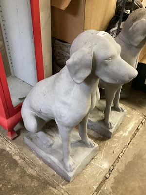 Lot 1490 - Pair of grey painted concrete garden statues of dogs, 75cm high