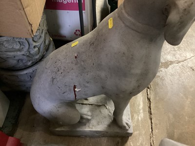Lot 1490 - Pair of grey painted concrete garden statues of dogs, 75cm high
