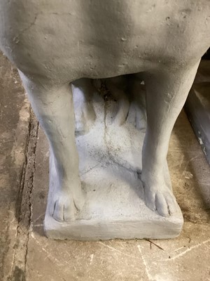Lot 1490 - Pair of grey painted concrete garden statues of dogs, 75cm high