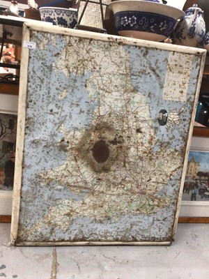 Lot 576 - Vintage enamel map of the UK, 74cm x 60cm